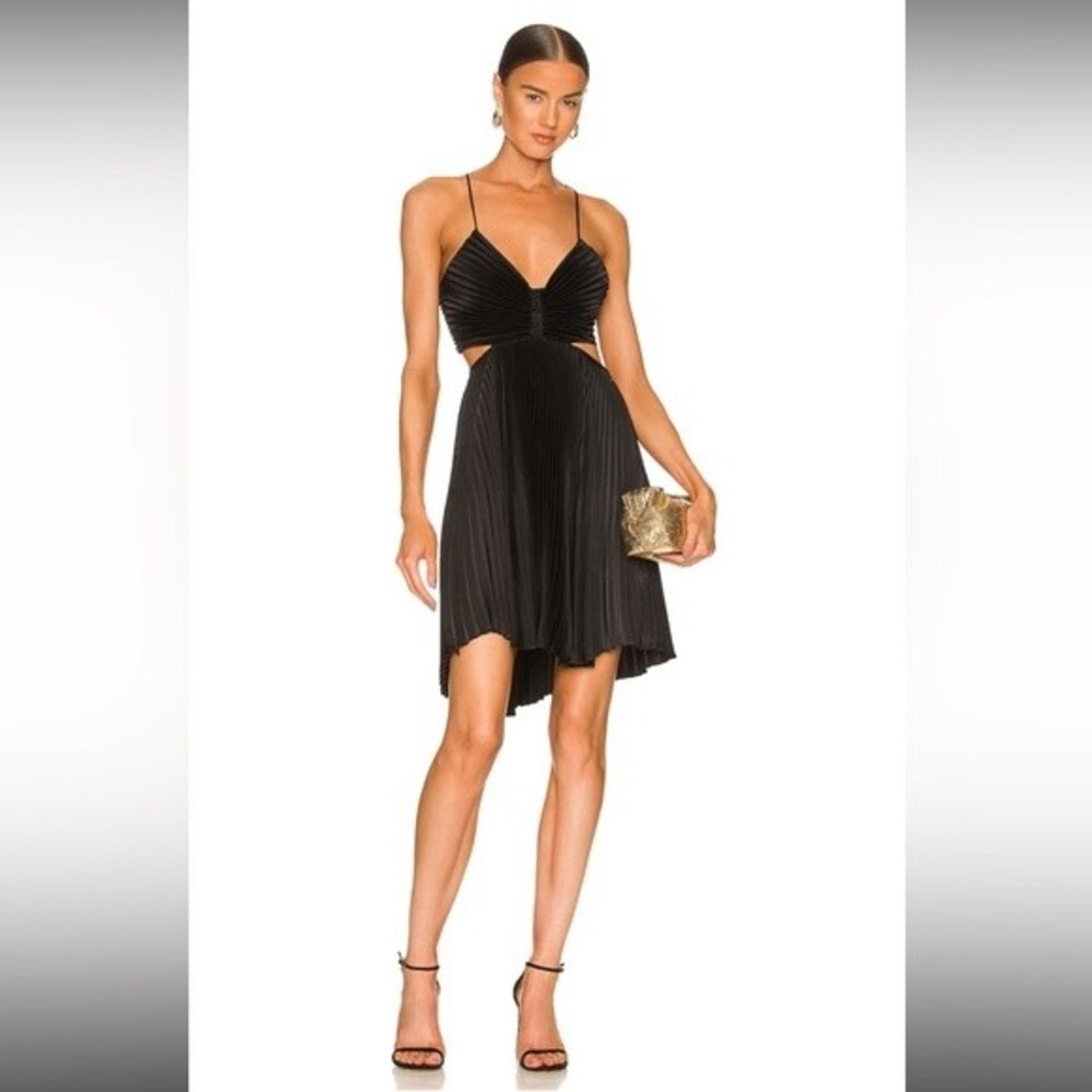 A.L.C. Ari Pleated Open Back Dress in Black Size 8 NWT - Picture 4 of 6